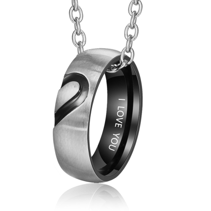 Personalisierte 2 Texte Paar Ring-Halsketten