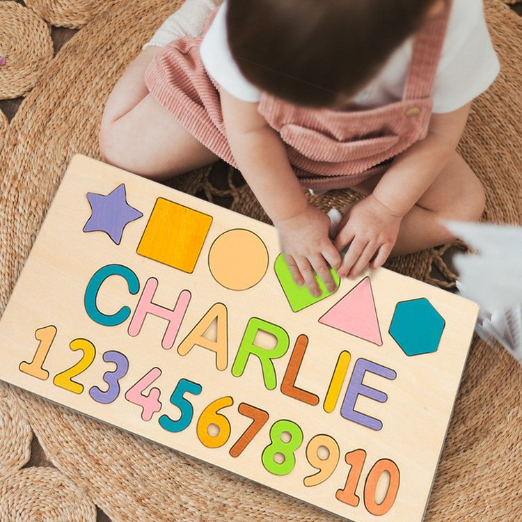 Personalisierte Hölzerne Name Puzzle Benutzerdefinierte Holz Fraktalbild & Zahl Puzzle mit Kinder Name 