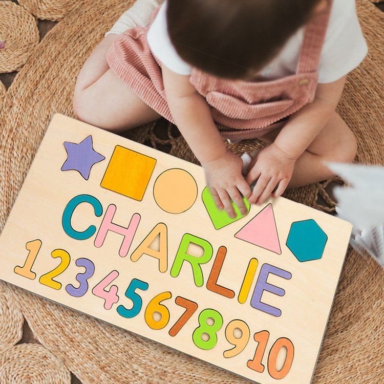 Personalisierte Hölzerne Name Puzzle Benutzerdefinierte Holz Fraktalbild & Zahl Puzzle mit Kinder Name 