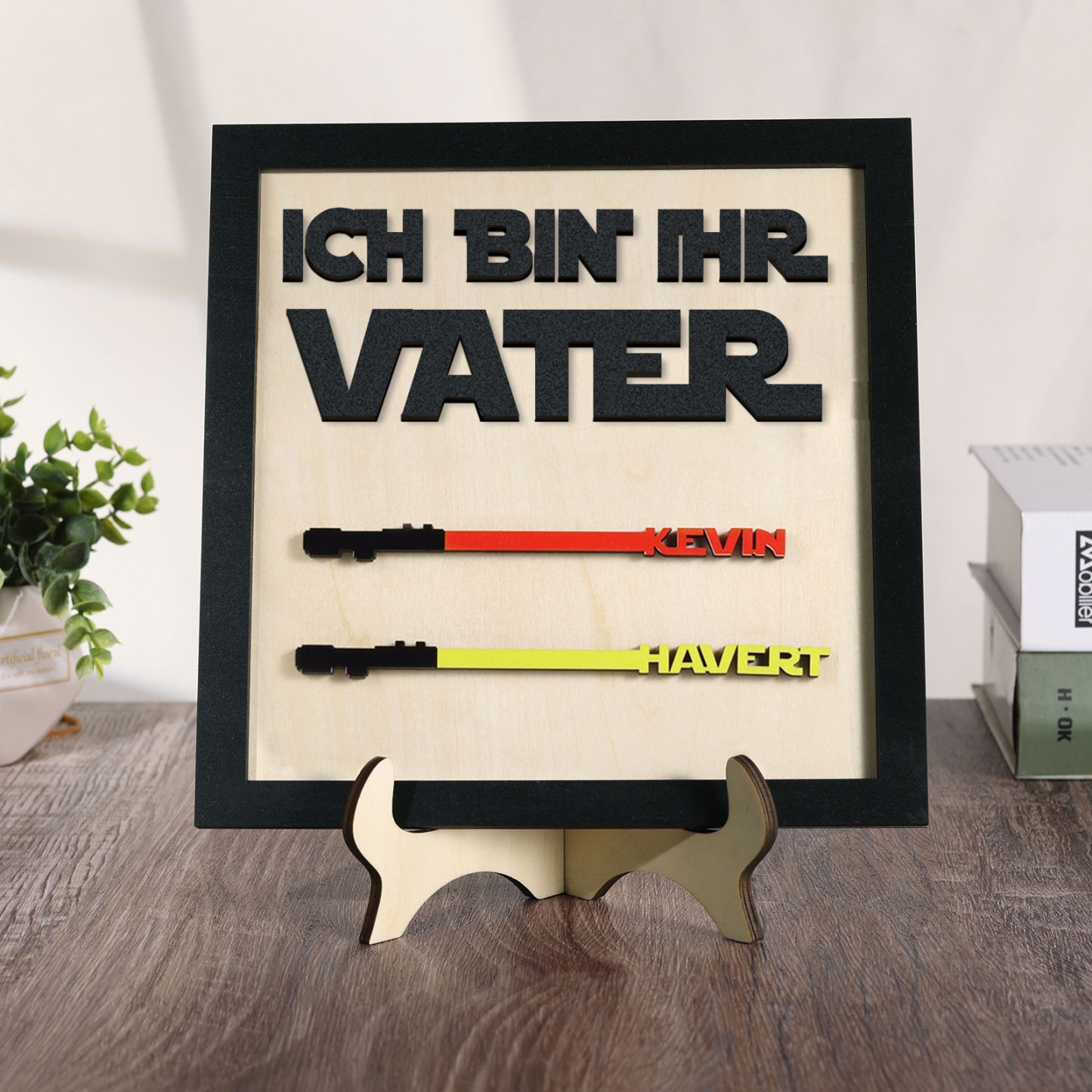 Papa Holz Deko-Personalisierbare 2 Namen-Ich bin ihr Vater- Ornament Holzdekoration für Vater