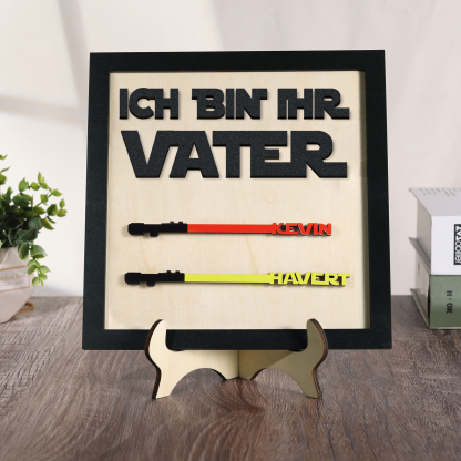 Papa Holz Deko-Personalisierbare 2 Namen-Ich bin ihr Vater- Ornament Holzdekoration für Vater