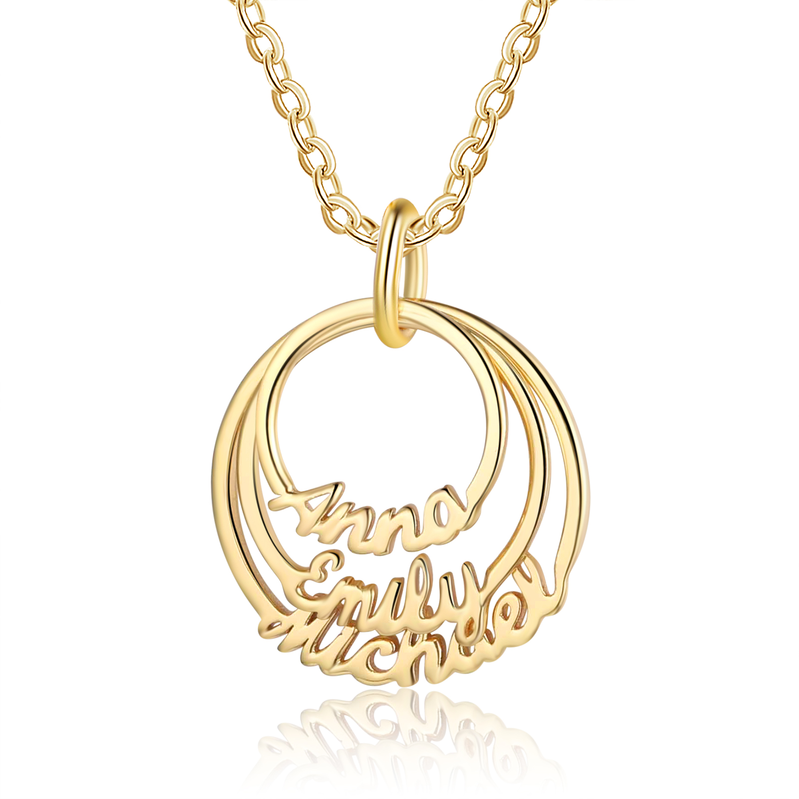 Personalisierte 3 Namen mit Gravuren Rund Halskette