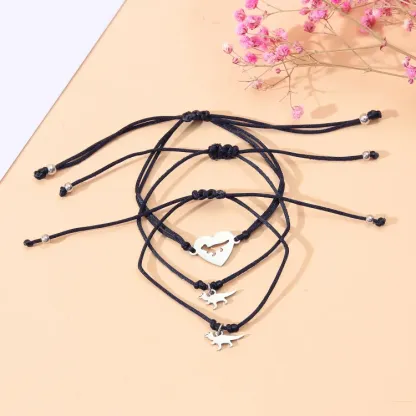 Dinos Armbänder Set mit 2 & 3 Ketten-Für das Schulkind-Schulanfang Geschenk mit Nachrichtenkarte