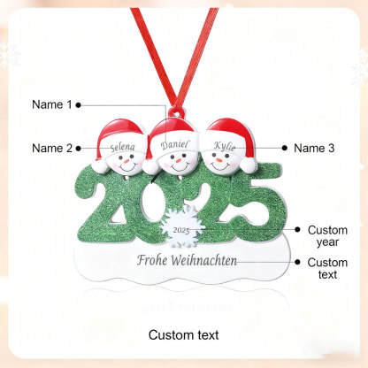 2025 Schneemann Schneeflocke Weihnachtsanhänger personalisierte — "Frohe Weihnachten"