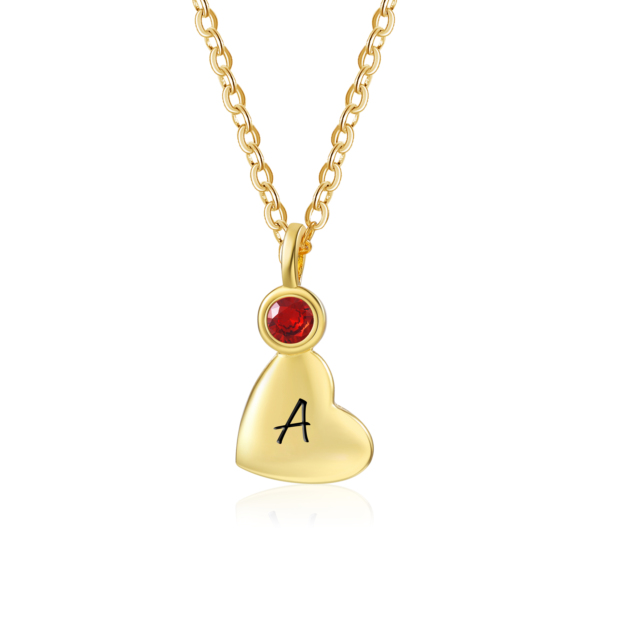 Personalisierter 1 Geburtsstein & Buchstabe Herz Golden Halskette