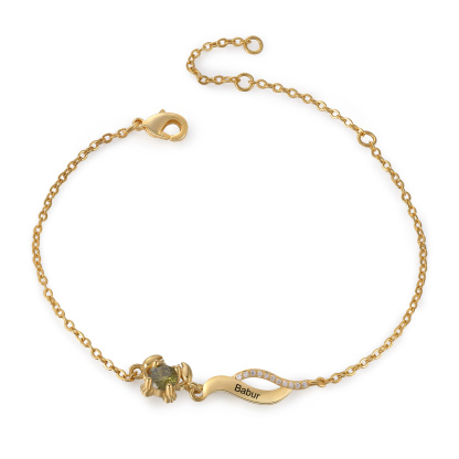 Personalisierter 1 Name Krabbe Fußkette mit Geburtsstein