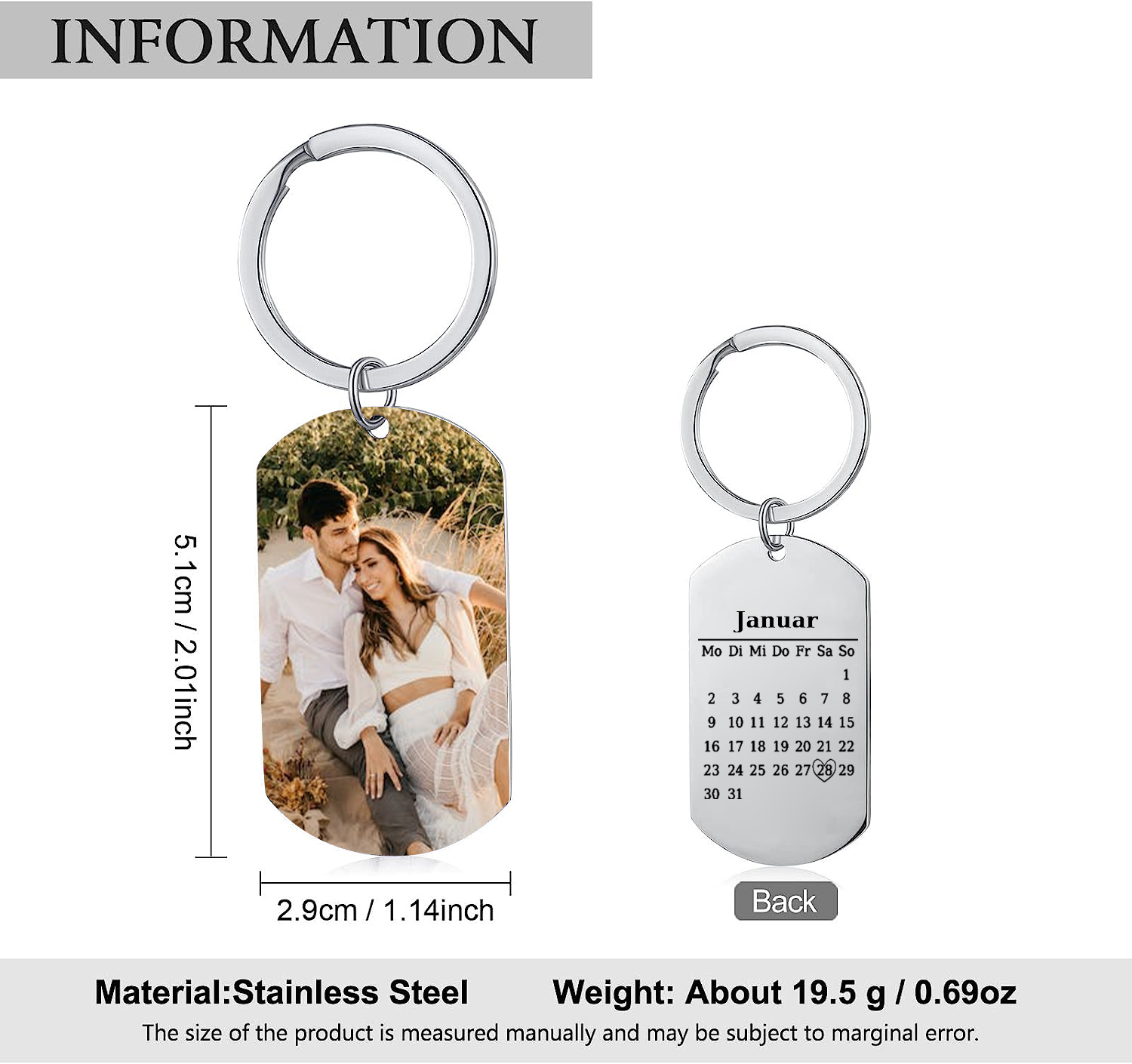 Personalisierter 1 Name & Geburtsblume & Foto Geldbörse & Foto & Datum Schlüsselanhänger Geschenkpackung Geschenkset mit Karte für Frau Freundin