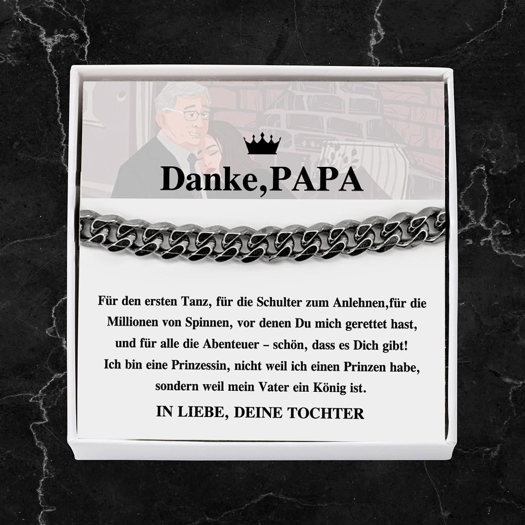 Herren Kubanisches Armband- Danke Papa-Geschenk mit Nachrichtenkarte