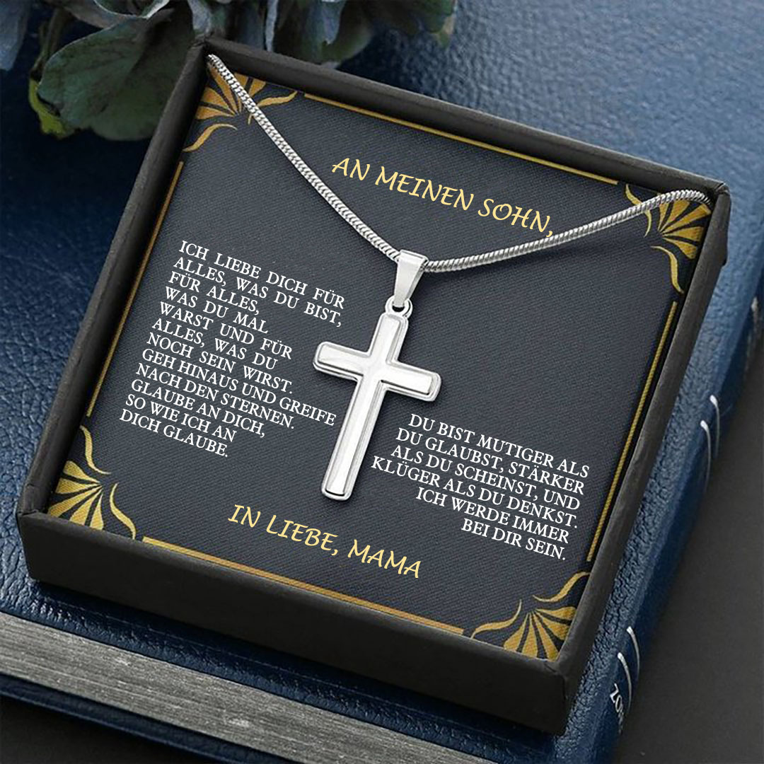 Kettenmachen 925 Sterling Silber An Meinen Sohn von Mama Kommunion Kreuz Halskette - Geschenk mit Nachrichtenkarte 31.39