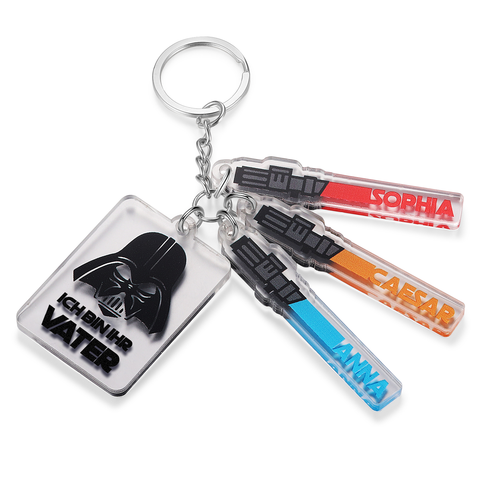Personalisierte 3 Namen & Text Krieg der Sterne Acryl Familie Schlüsselanhänger