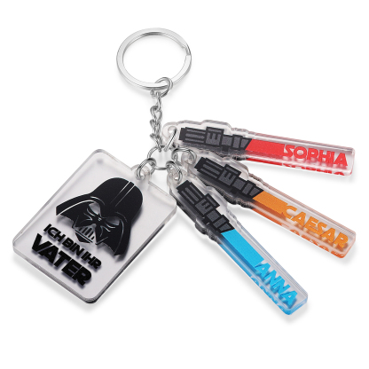 Personalisierte 3 Namen & Text Krieg der Sterne Acryl Familie Schlüsselanhänger