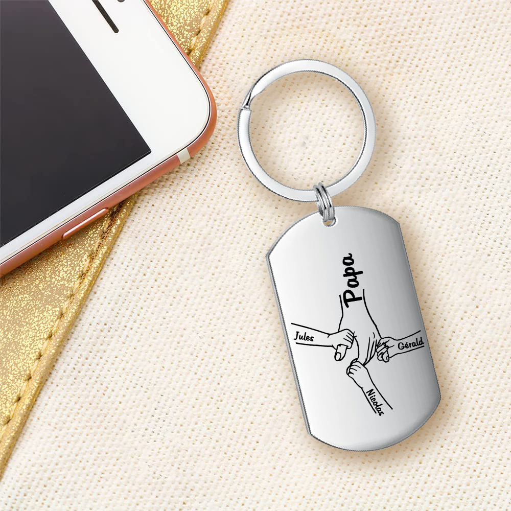 Personalisierbarer 3 Namen Papa Hand Schlüsselanhänger-Lieber Papa du hast ja bereits uns-Geschenk für Vater