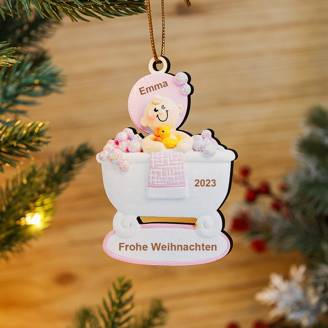 Holz Personalisierter 1 Name & Text & Jahr Schneemann Weihnachtsornament Weihnachtsbaum Anhänger für Neue Eltern