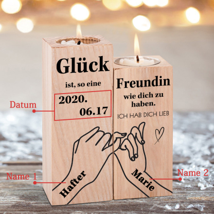 Personalisierbare 2 Namen & Datum Kerzenhalter-Glück ist eine Freundin wie dich zu haben-An meine beste Freundin Kerzenständer