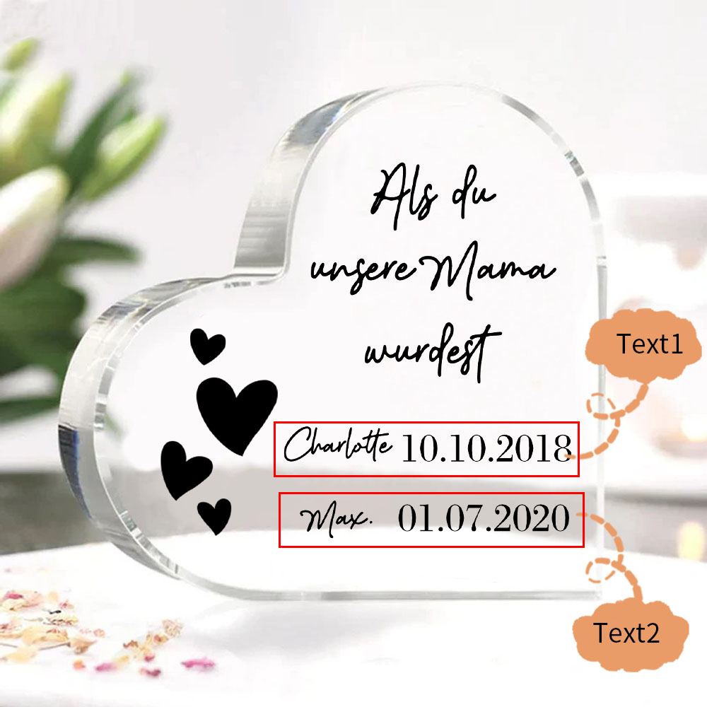 Personalisierte 2 Texte -Als du unsere Mama wurdest- Acryl-Deko Schreibtischdekoration für Mutter