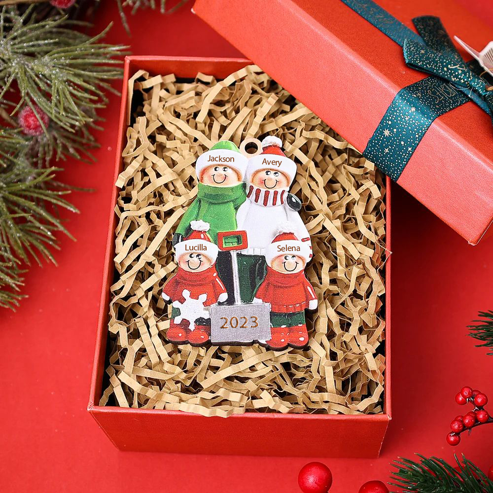 Weihnachtsbaum Anhänger „Kuhfarm“ – 2-lagiges Holzornament, 9 X 9 X 0,6 Cm, Mit Aufhängebändern