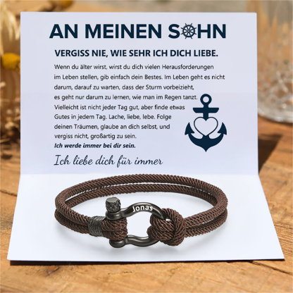 Personalisierbares 1 Name Handseil Armband-An meinen Sohn Glaube an dich selbst-Geschenk mit Nachrichtenkarte Kettenmachen
