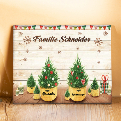 Familie Holzbild - Personalisierter Text & 2 Namen Zimmerpflanze Holzdekoration-Geschenk für Opa/Oma