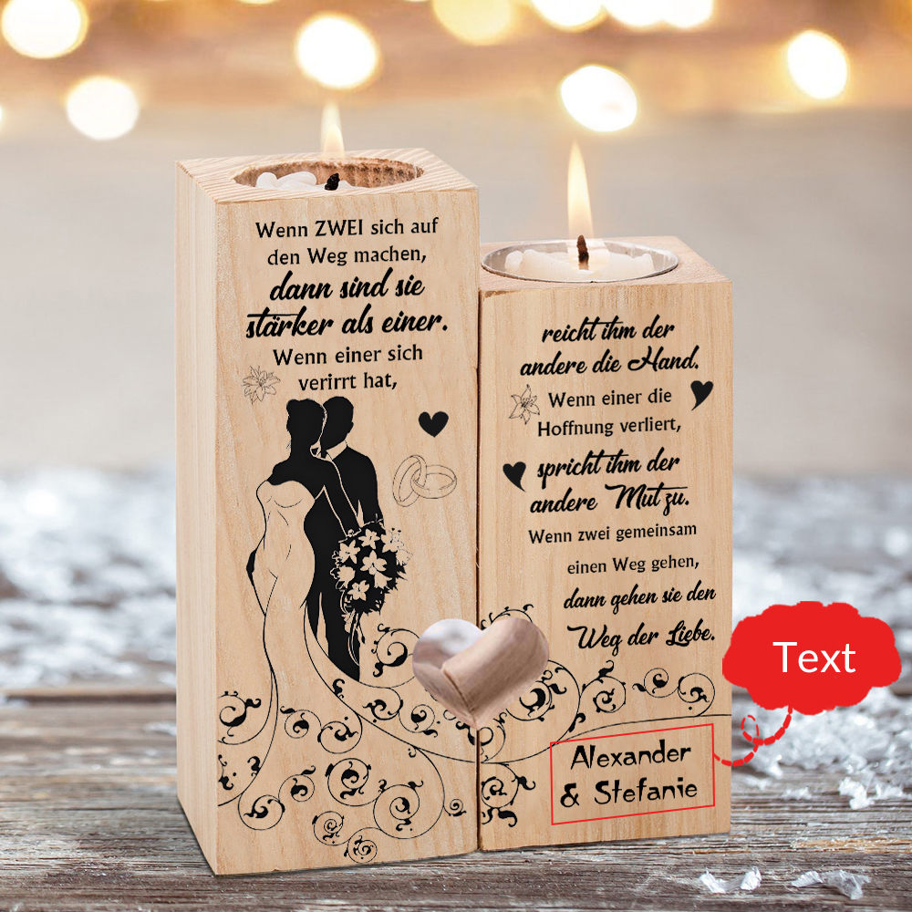 Personalisierter Text Kerzenhalter-Wenn zwei sich auf den Weg machen, dann sind sie stärker als einer-Geschenk für frisch vermählte Ehepaar Hochzeitsgeschenk