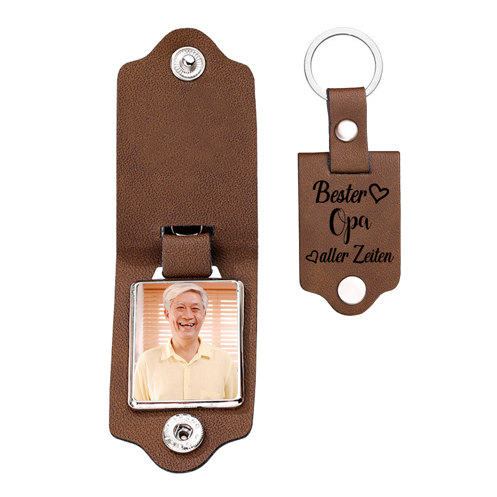 Personalisiertes Foto -Bester Opa aller Zeiten- Leder Schlüsselanhänger für Großvater
