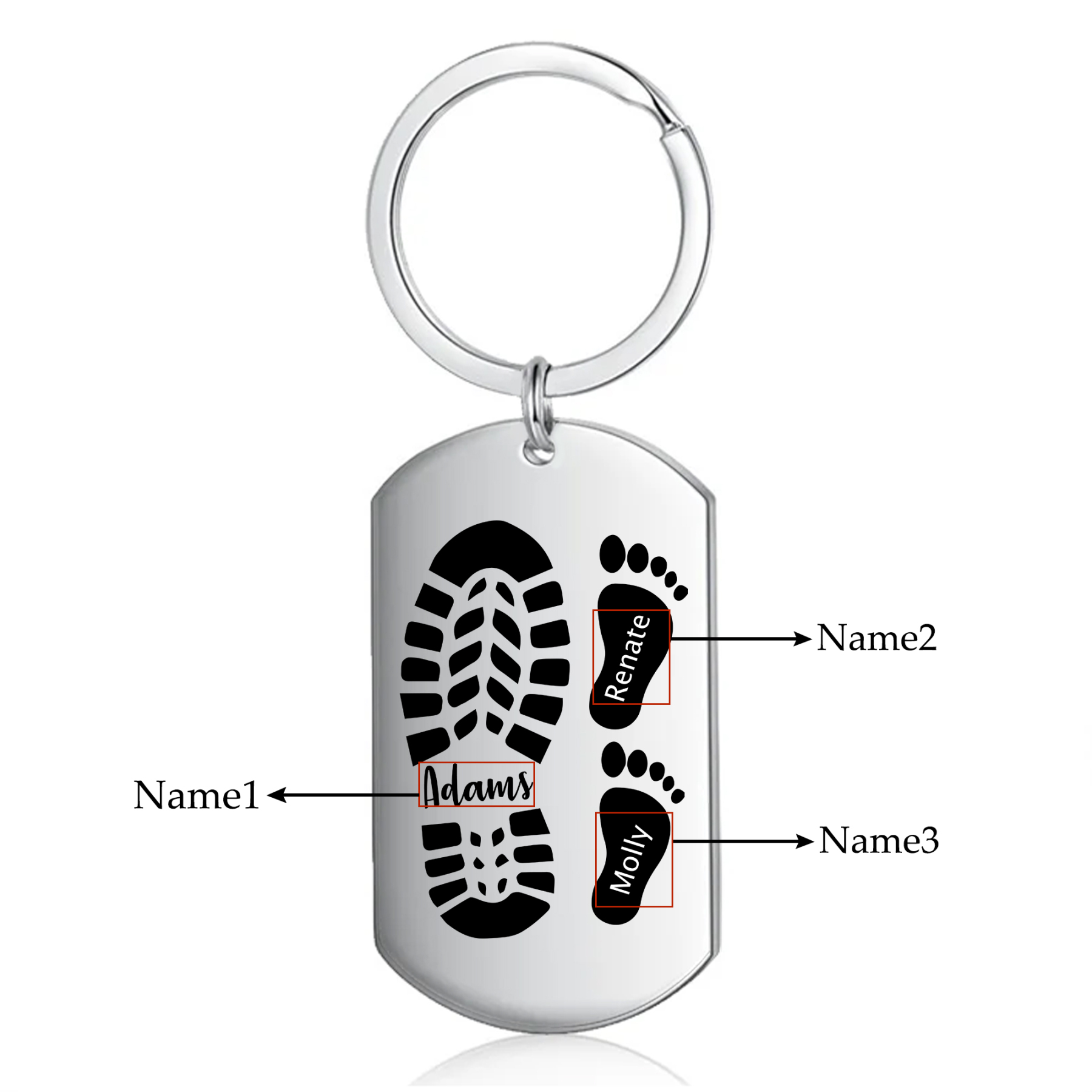 Personalisierbare 3 Namen Papa Schuh Schlüsselanhänger für Vater