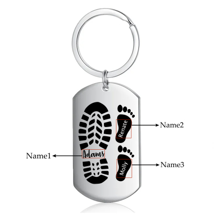 Personalisierbare 3 Namen Papa Schuh Schlüsselanhänger für Vater