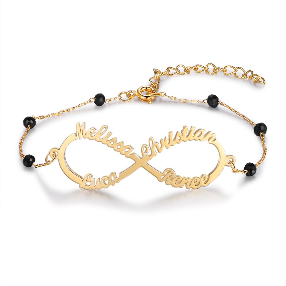 Infinity Armband mit 4 Namensgravur Kundenspezifisch