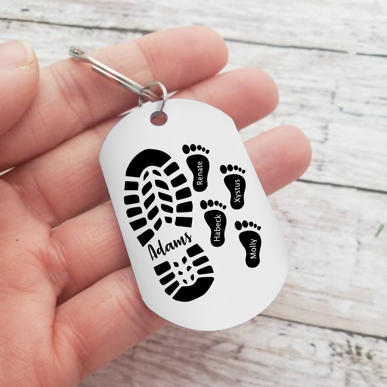 Personalisierbare 5 Namen Papa Schuh Schlüsselanhänger für Vater