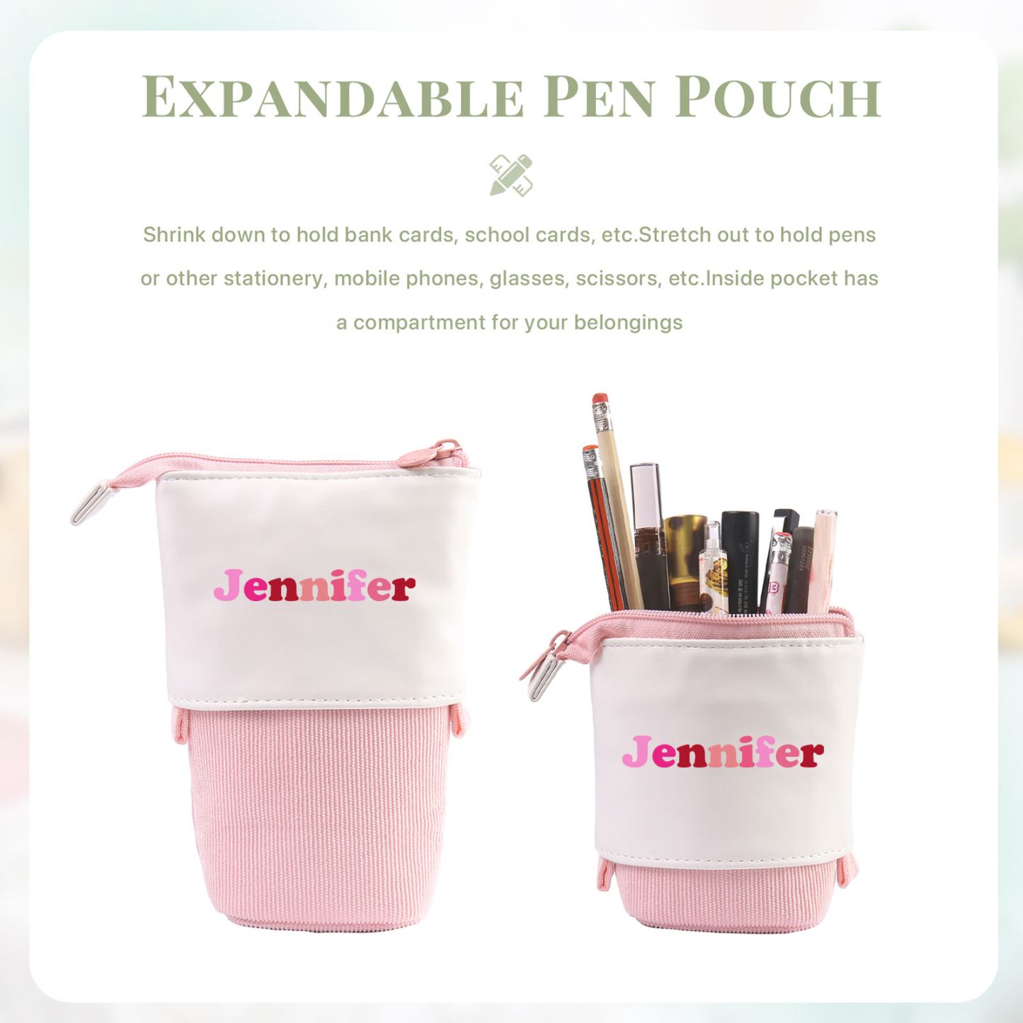Schulanfang Geschenkset-Personalisierter Name & Datum Einhorn Emaille Tasse & Personalisierter Name Stifteetui & 3 Gummiband Armbänder Set - Geschenk für Schulkind mit Geschenk Box