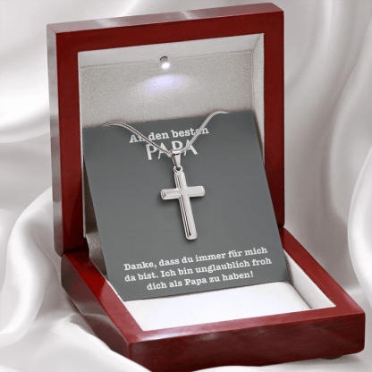 925 Sterling Silber "An Den Besten Papa" Kreuz Halskette - Vatertag Geschenk mit Nachrichtenkarte
