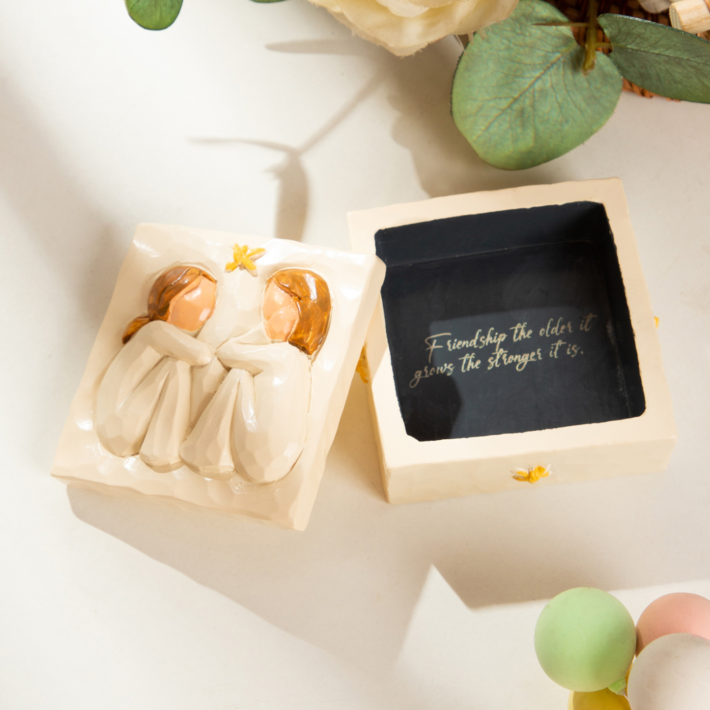 Harz Personalisierter Text Mädchen Weiß Geschenkbox Aufbewahrungsgeschenkbox