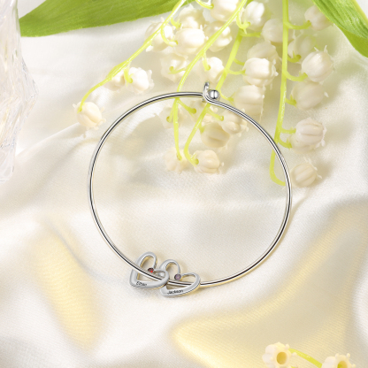Personalisierte 2-6 Namen Halskette & Armband mit 2-6 Geburtssteinen & Box Geschenkbox Set für Mama
