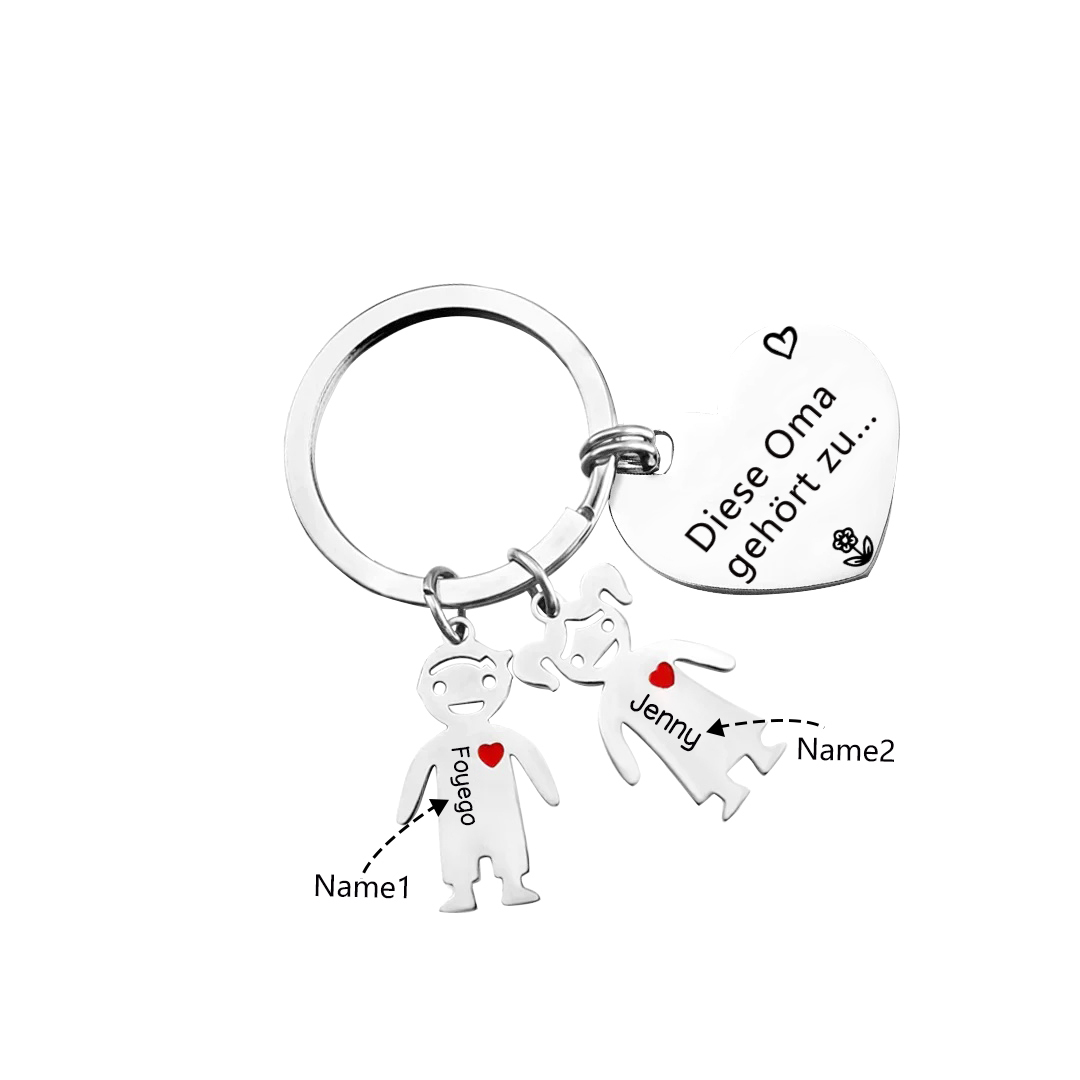 Personalisierte 2 Namen Familie Herz Schlüsselanhänger-Diese Oma Gehört zu-Geschenk für Großmutter