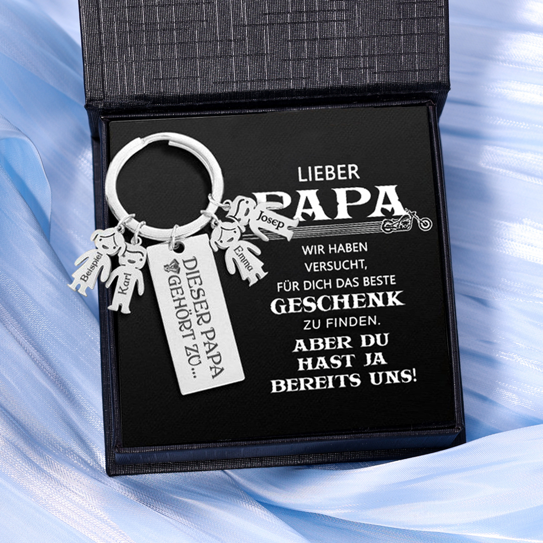 Kettenmachen Personalisierter 4 Kinder Namen Schlüsselanhänger-Lieber Papa-Geschenk mit Nachrichtenkarte 18.99