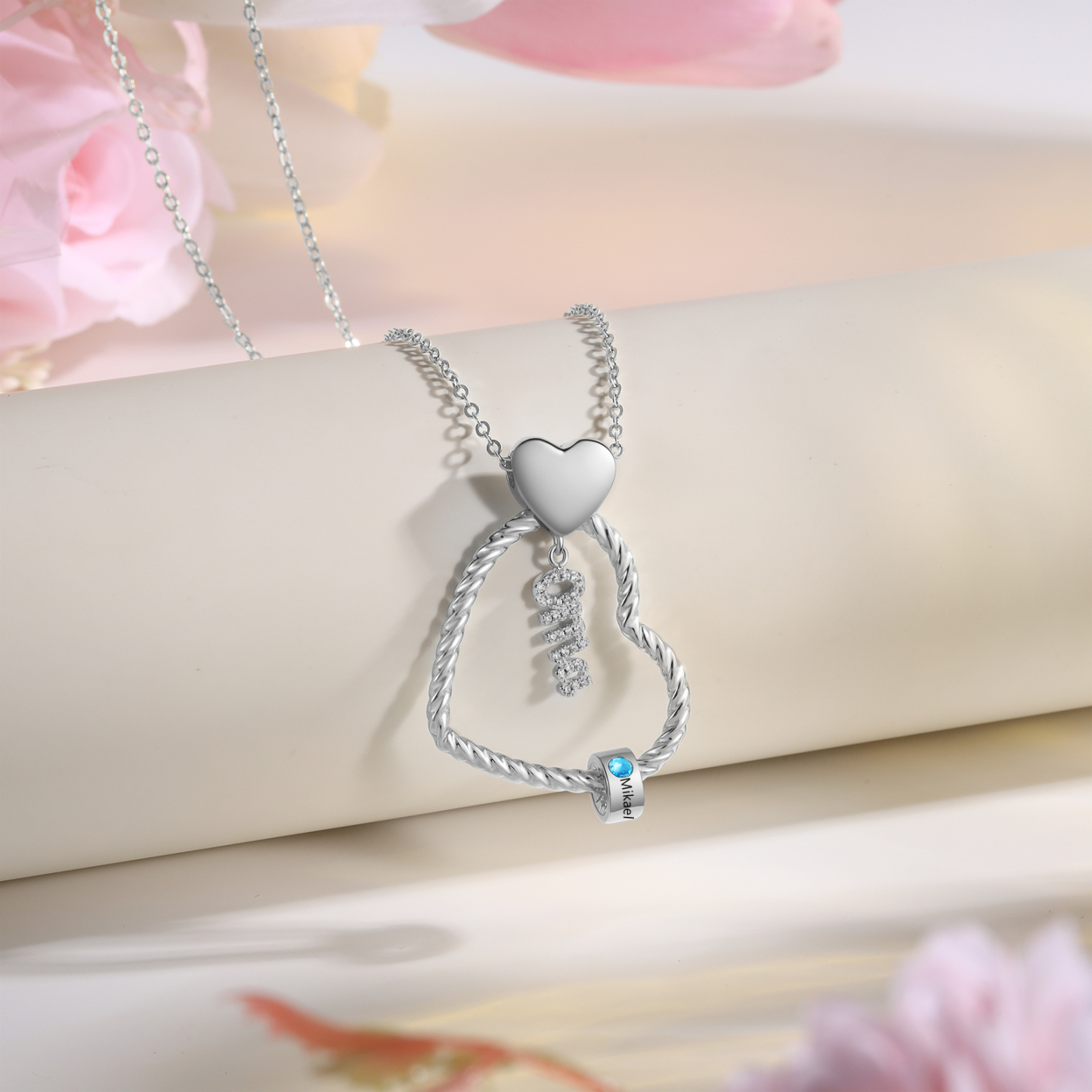 Personalisierte 1 Name Herz Halskette mit 1 Geburtsstein - Du machst meine Well bunter. Oma Schön, dass es Dich gibt - Geschenk mit Nachrichtenkarte