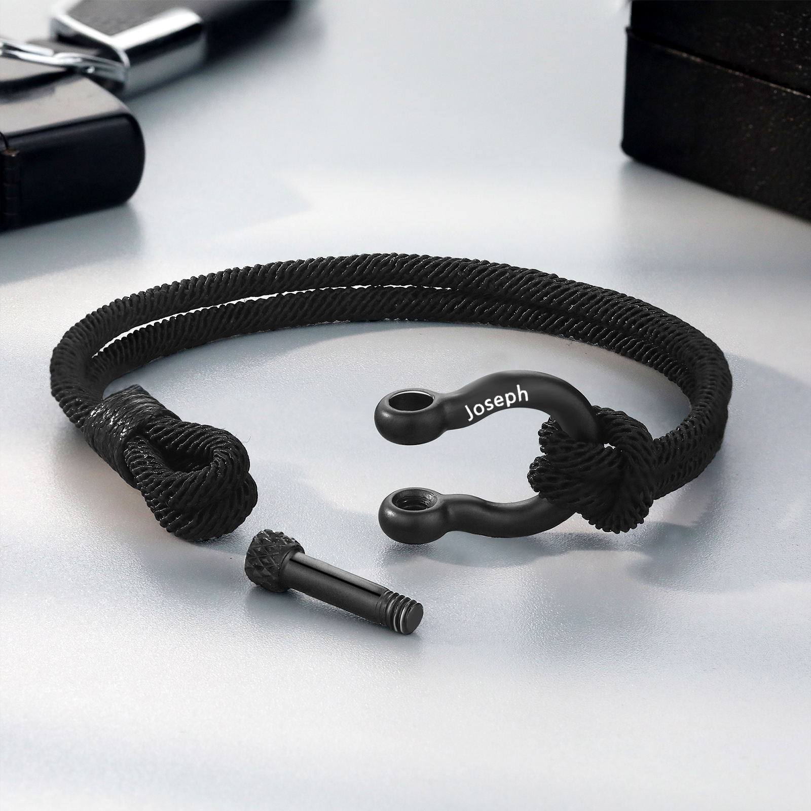 Personalisierbares 1 Name Handseil Armband-An meinen Sohn Glaube an dich selbst-Geschenk mit Nachrichtenkarte Kettenmachen