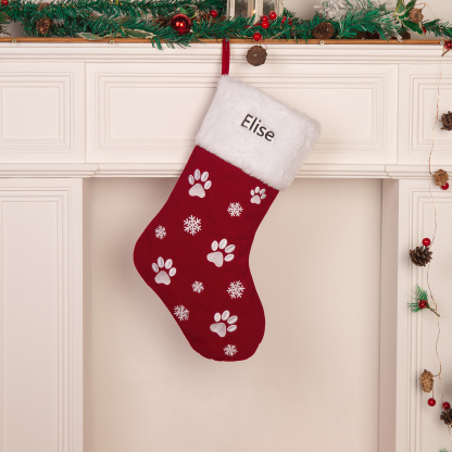 Weihnachtssocke-Personalisierter 1 Name Polyester Hundepfote Weihnachtsstrumpf-Weihnachtsornament