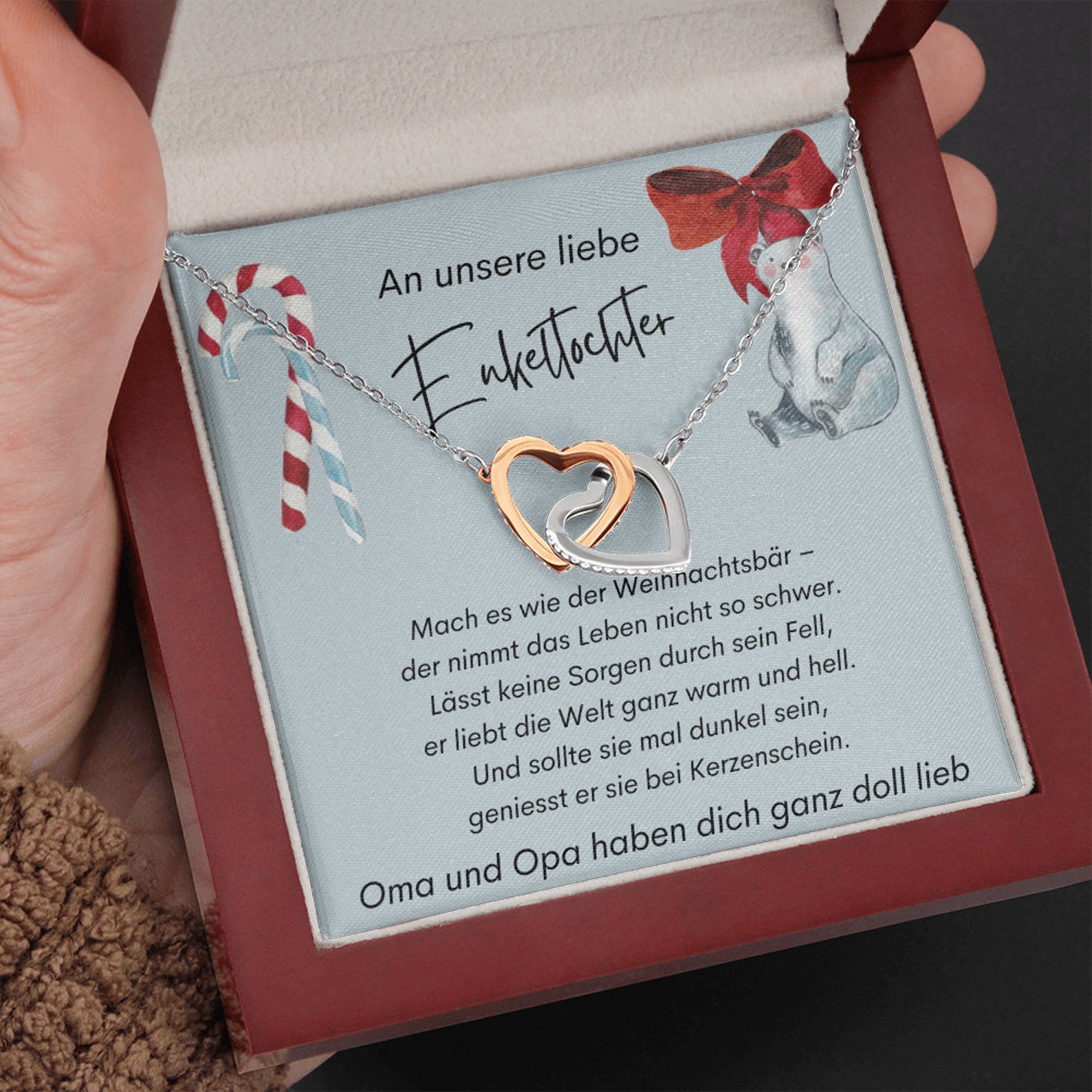 S925 Sterling Silber Halskette - An Unsere Liebe Enkeltochter von Oma & Opa - Geschenk mit Nachrichtenkarte