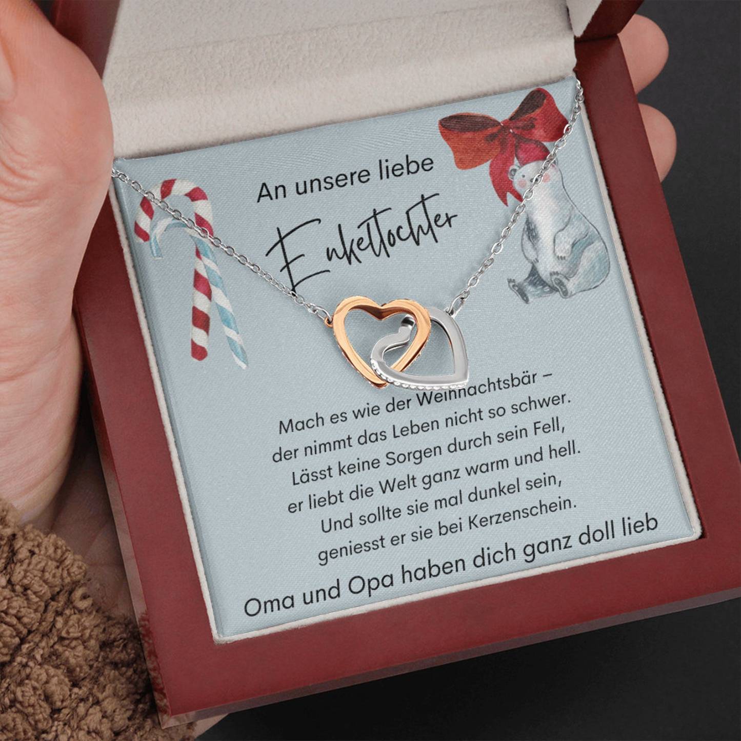 S925 Sterling Silber Halskette - An Unsere Liebe Enkeltochter von Oma & Opa - Geschenk mit Nachrichtenkarte