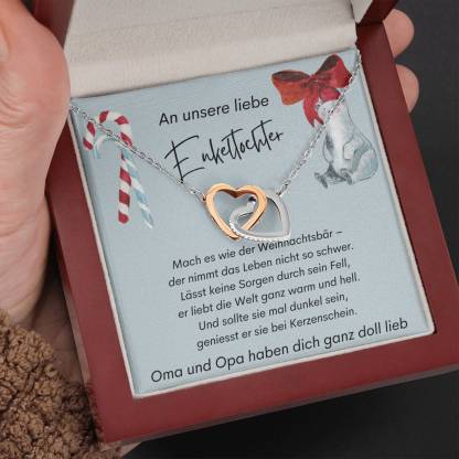 S925 Sterling Silber Halskette - An Unsere Liebe Enkeltochter von Oma & Opa - Geschenk mit Nachrichtenkarte