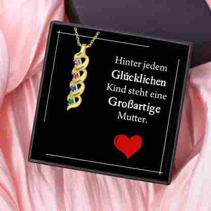 Personalisierte DNA-Halskette mit 2–7 Namen und Geburtssteinen – Bedeutungsvolles Geschenk mit Nachrichtenkarte