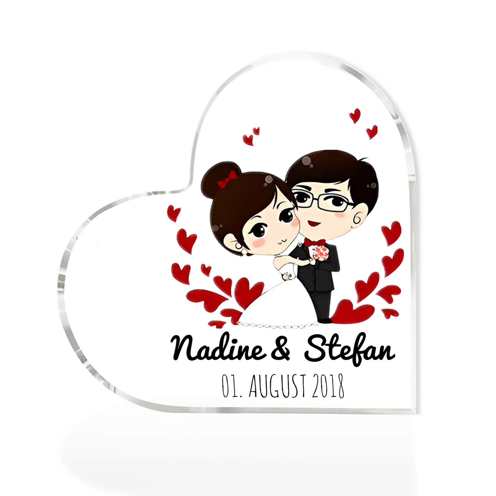 Personalisierte 2 Texte Acryl-Deko Schreibtischdekoration Hochzeitstag Geschenk für Paar