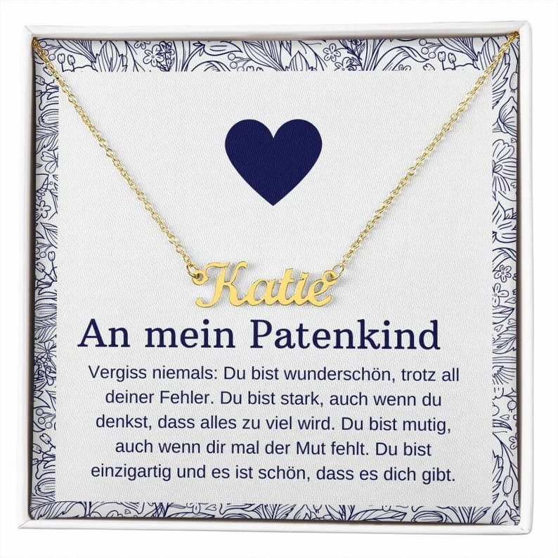 925 Sterling Silber Personalisierte 1 Namen Gravur Halskette-An Mein Patenkind-Geschenk mit Nachrichtenkarte