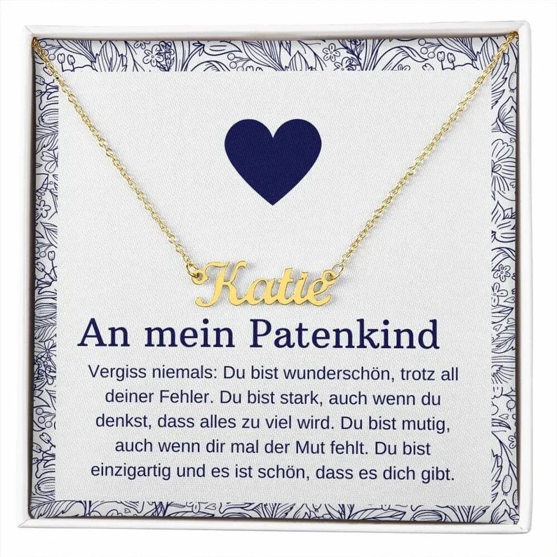 925 Sterling Silber Personalisierte 1 Namen Gravur Halskette-An Mein Patenkind-Geschenk mit Nachrichtenkarte