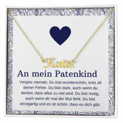 925 Sterling Silber Personalisierte 1 Namen Gravur Halskette-An Mein Patenkind-Geschenk mit Nachrichtenkarte