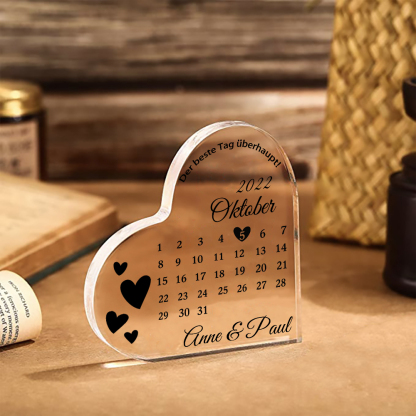 Personalisierte 2 Namen & Datum Acryl-Deko-Der beste Tag überhaupt-Schreibtischdekoration für Paar