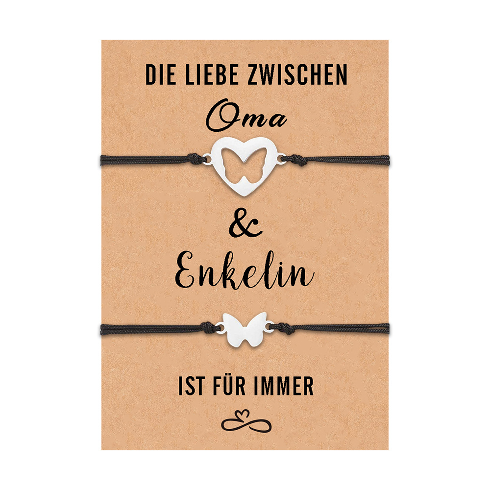 Schmetterling Armbänder Set-Die Liebe zwischen Oma & Enkelin ist für immer-Geschenk mit Nachrichtenkarte