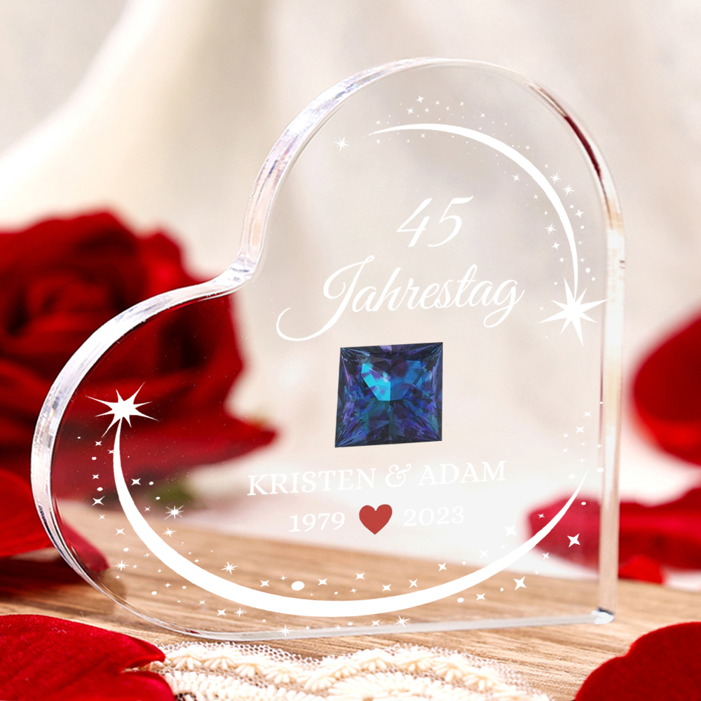 Personalisierter 2 Text & Datum 45 Jahretag Acryl-Deko-Schreibtischdekoration für Paar