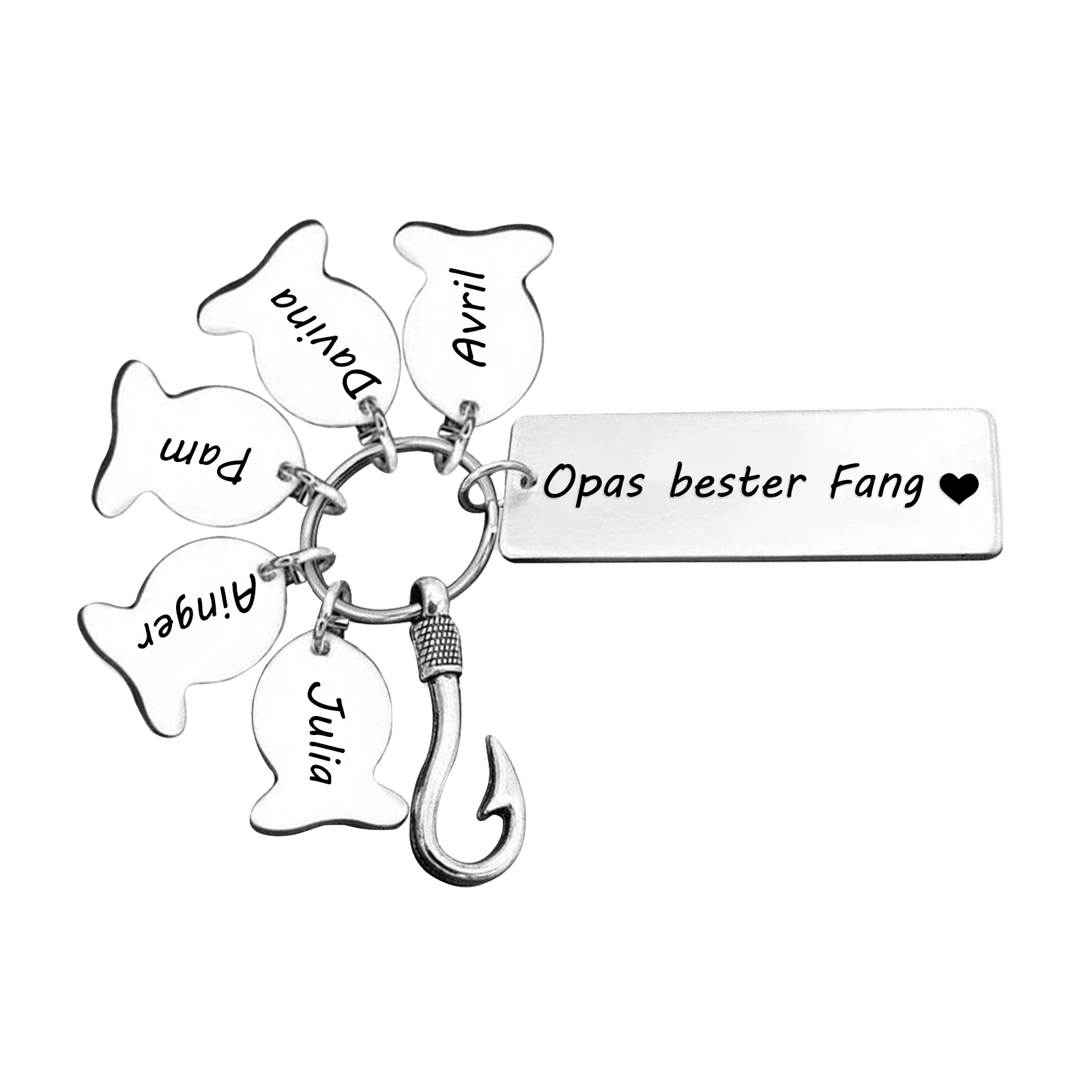 Personalisierbare 5 Namen Schlüsselanhänger-Opas bester Fang-Geschenk für Großvater