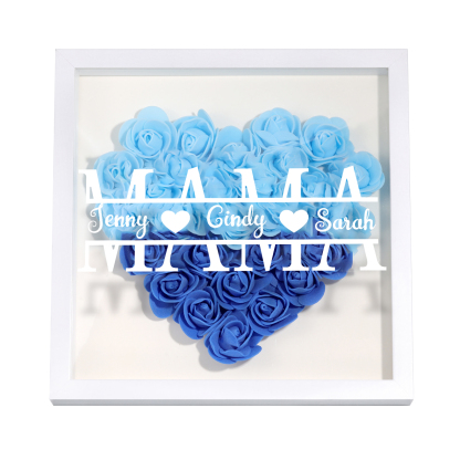 Mama Dichteplattenrahmen Deko-Personalisierbare 2 Namen Blume Ornament für Mutter